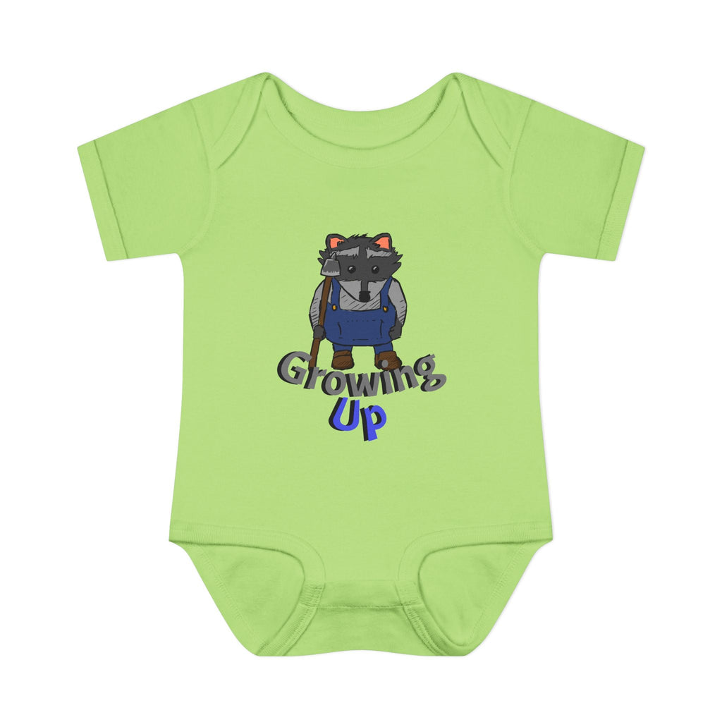 Raccoon Cartoon 'Growing Up' Infant Bodysuit | Baby Onesie