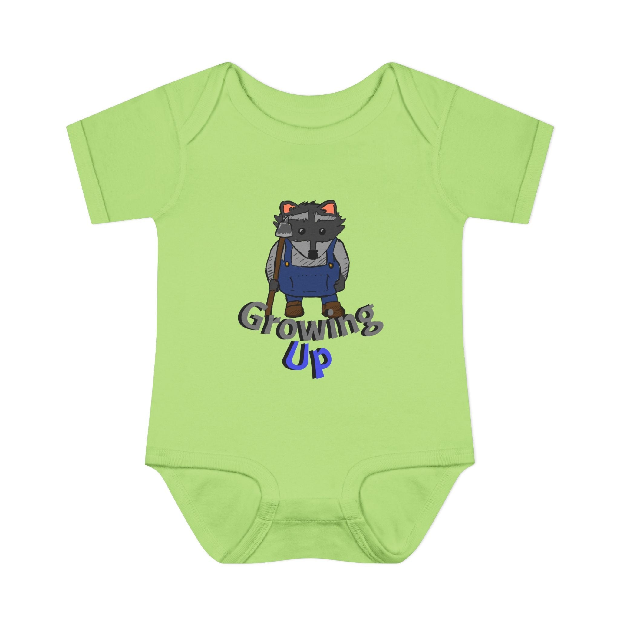 Raccoon Cartoon 'Growing Up' Infant Bodysuit | Baby Onesie