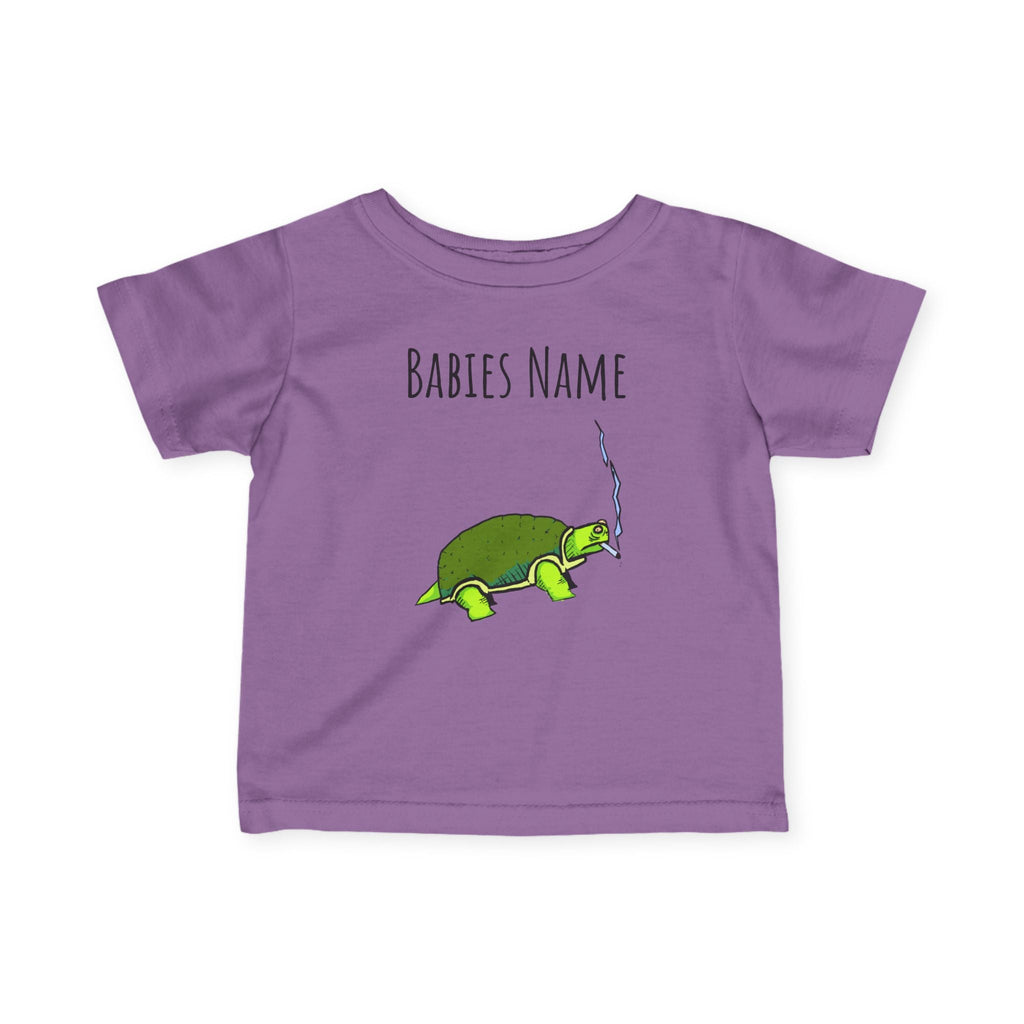 Smoking Turtle Infant Tee | Personalized Baby Name Shirt, Cute Reptile Design