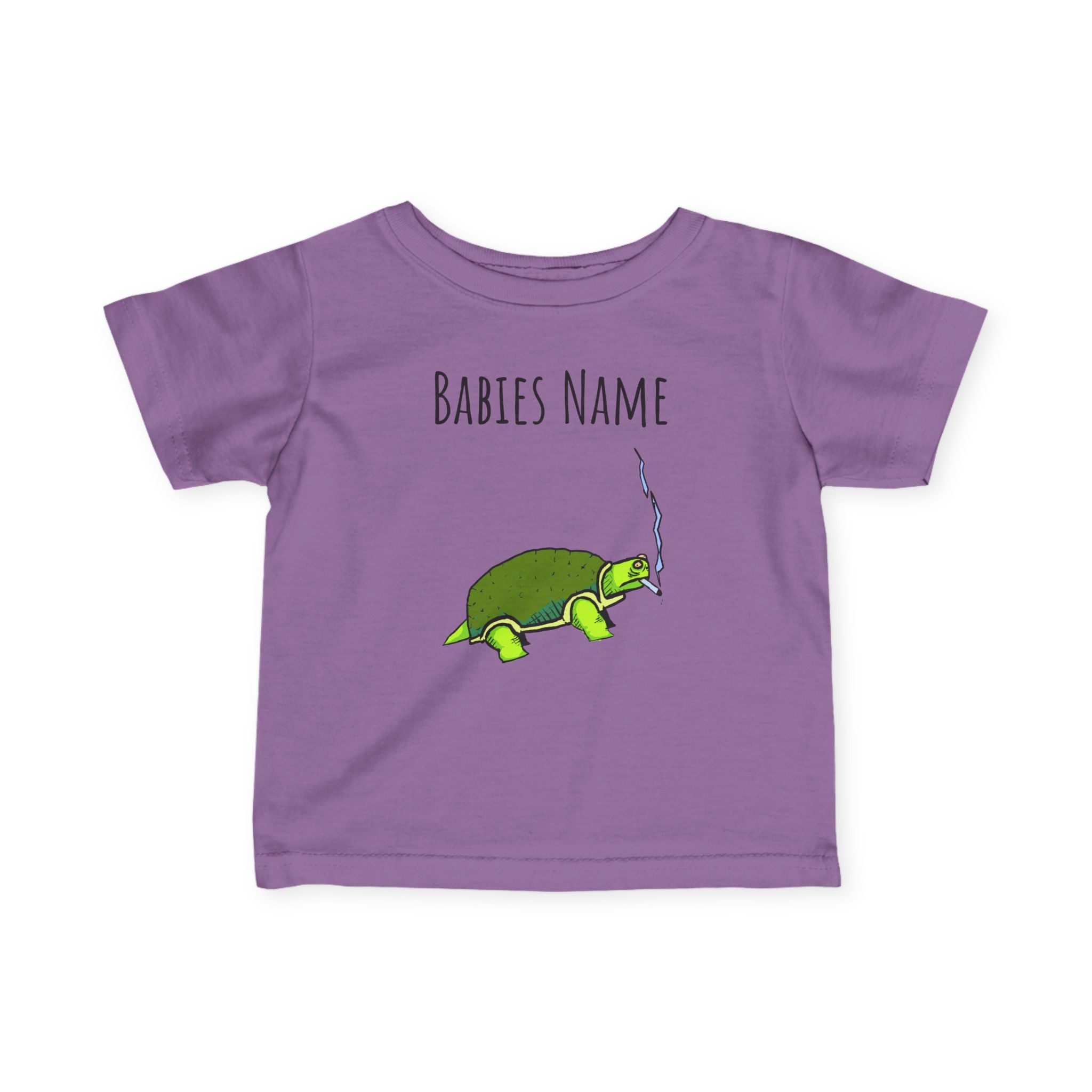 Smoking Turtle Infant Tee | Personalized Baby Name Shirt, Cute Reptile Design