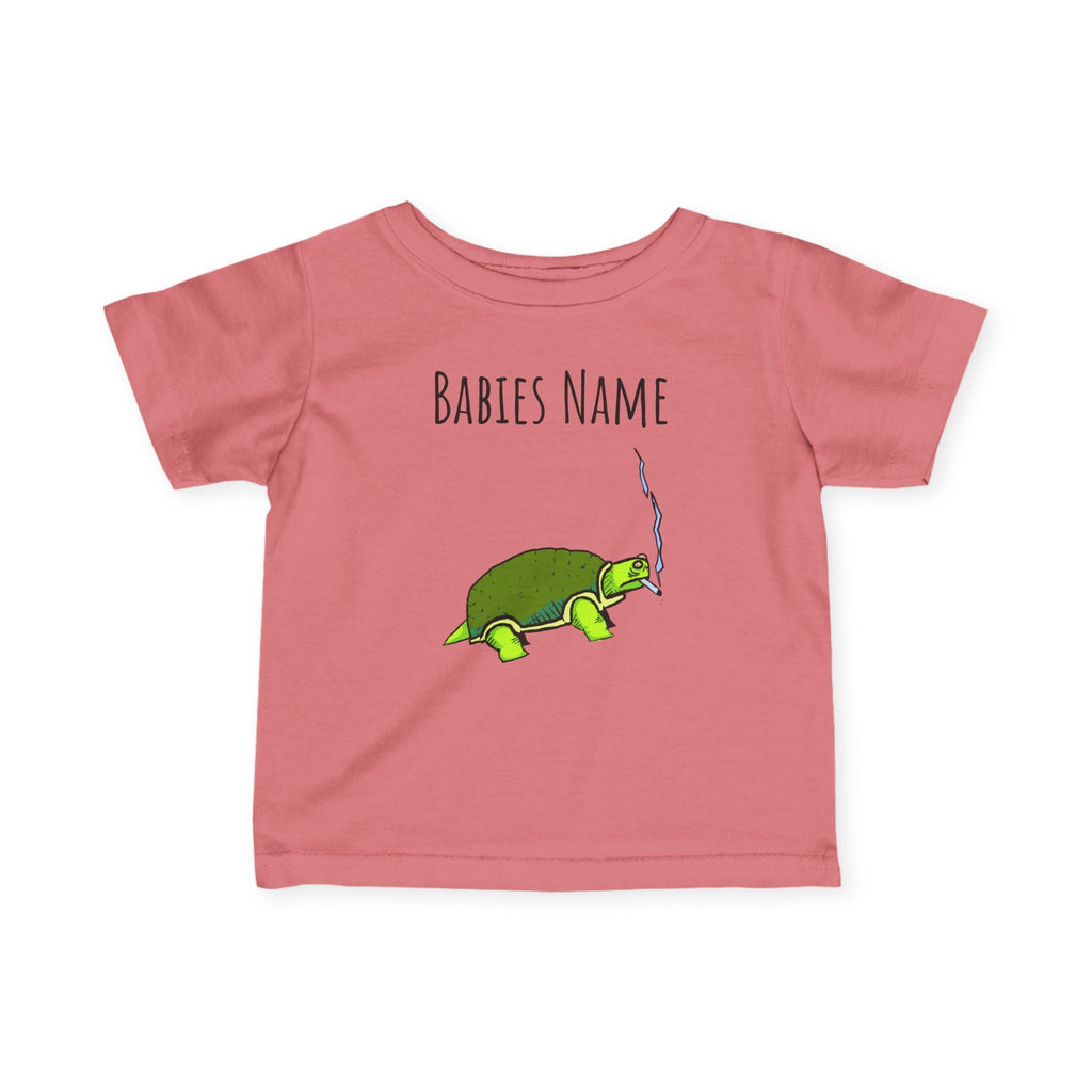 Smoking Turtle Infant Tee | Personalized Baby Name Shirt, Cute Reptile Design