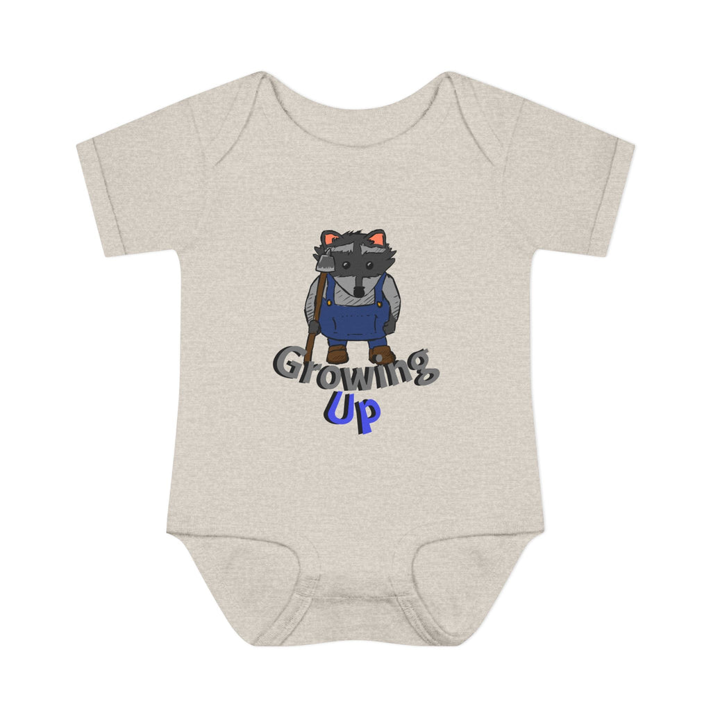 Raccoon Cartoon 'Growing Up' Infant Bodysuit | Baby Onesie