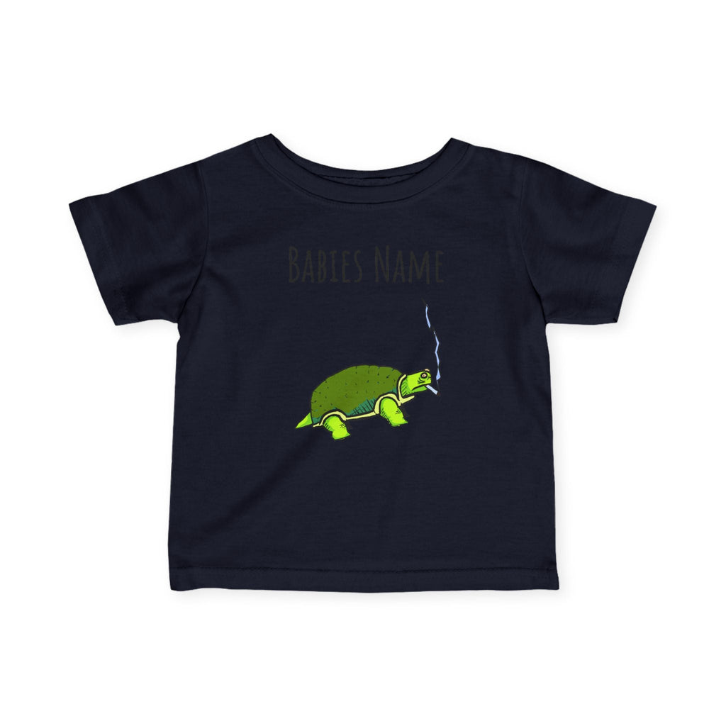 Smoking Turtle Infant Tee | Personalized Baby Name Shirt, Cute Reptile Design