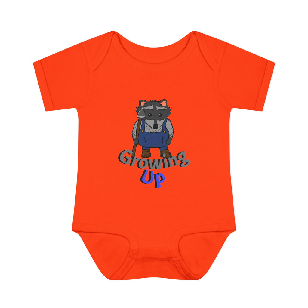 Raccoon Cartoon 'Growing Up' Infant Bodysuit | Baby Onesie