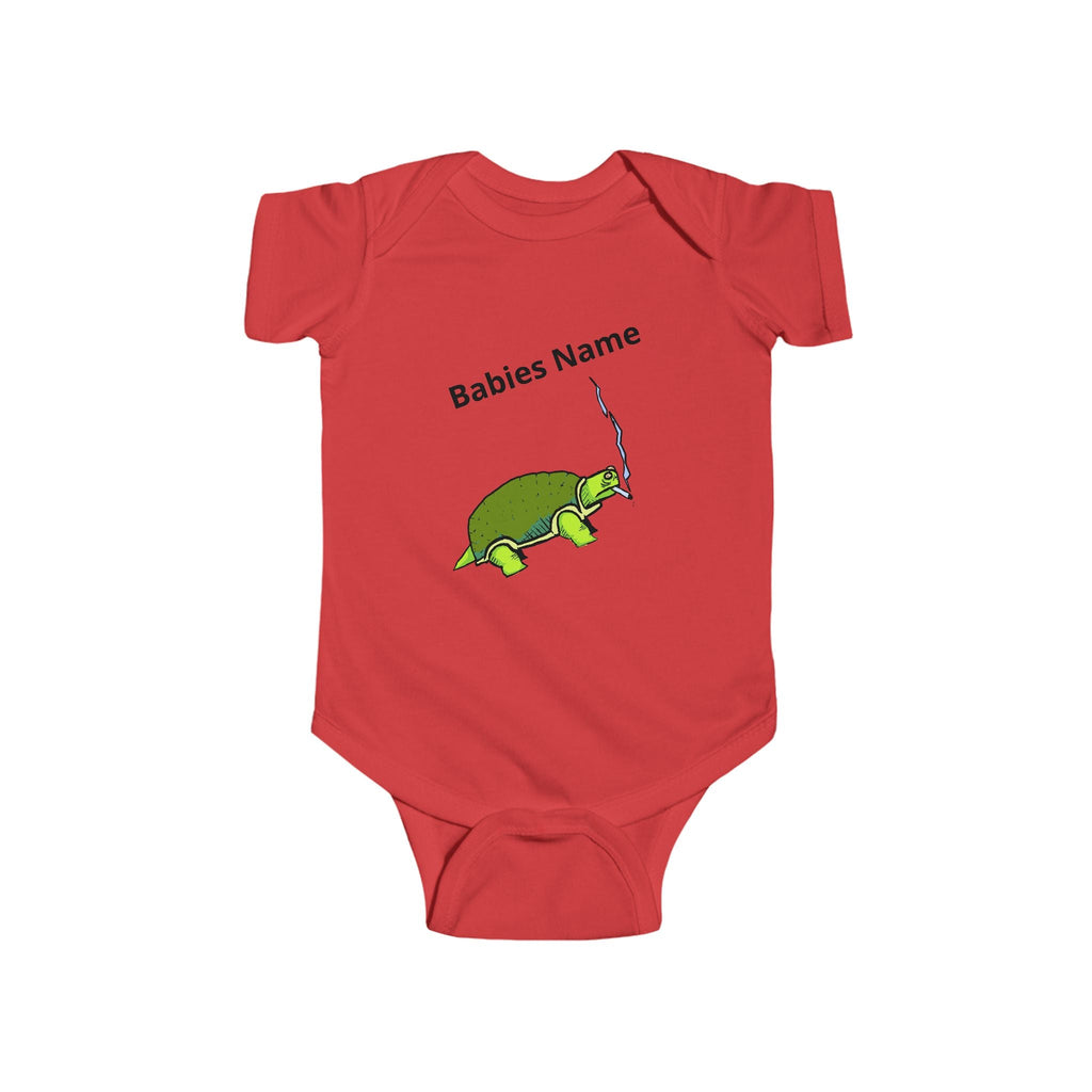Smoking Turtle Infant Bodysuit | Personalized Baby Name Bodysuit
