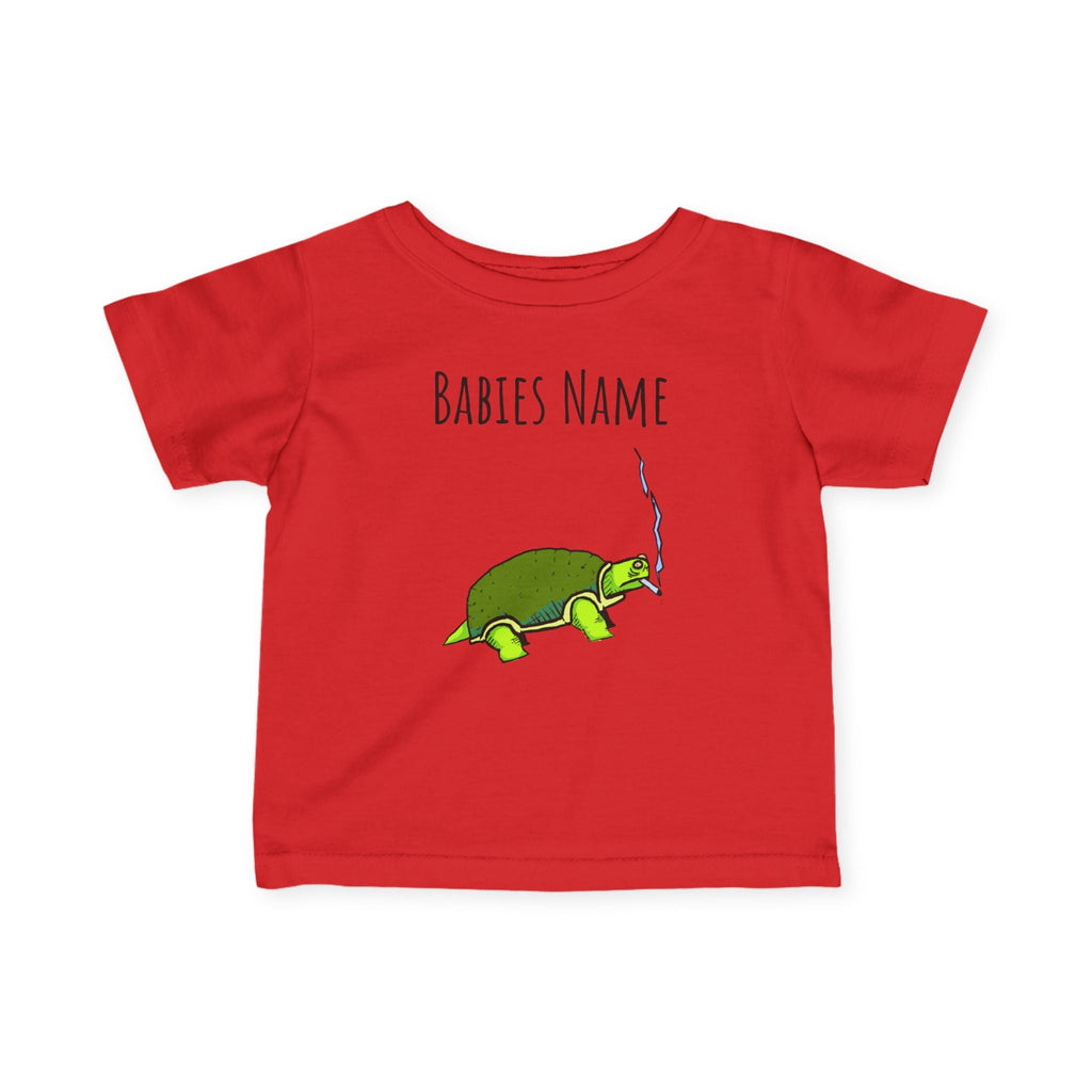 Smoking Turtle Infant Tee | Personalized Baby Name Shirt, Cute Reptile Design