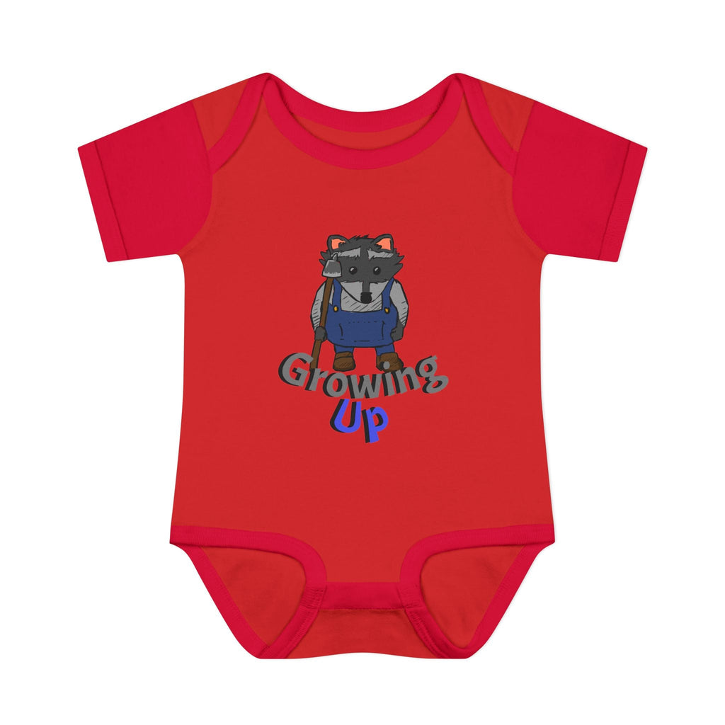 Raccoon Cartoon 'Growing Up' Infant Bodysuit | Baby Onesie