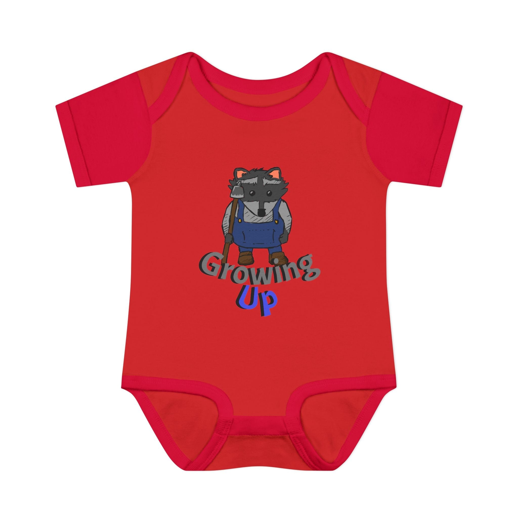 Raccoon Cartoon 'Growing Up' Infant Bodysuit | Baby Onesie