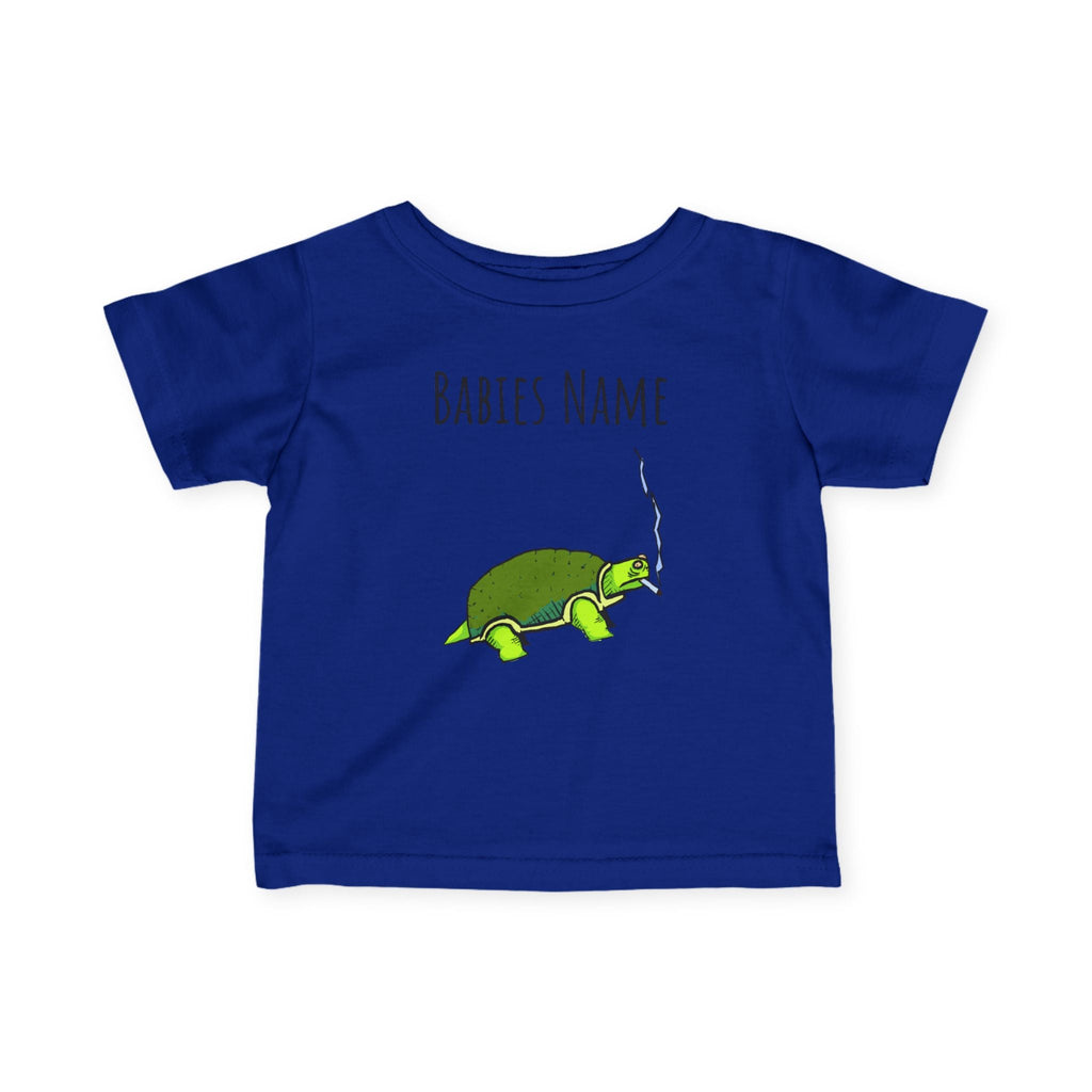 Smoking Turtle Infant Tee | Personalized Baby Name Shirt, Cute Reptile Design