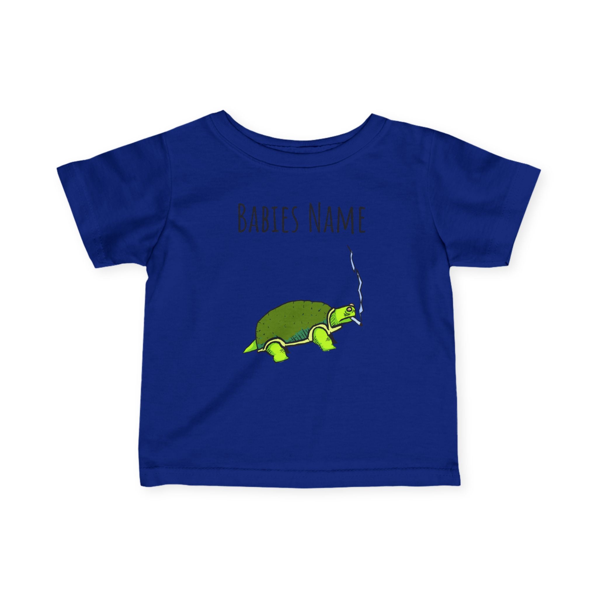 Smoking Turtle Infant Tee | Personalized Baby Name Shirt, Cute Reptile Design