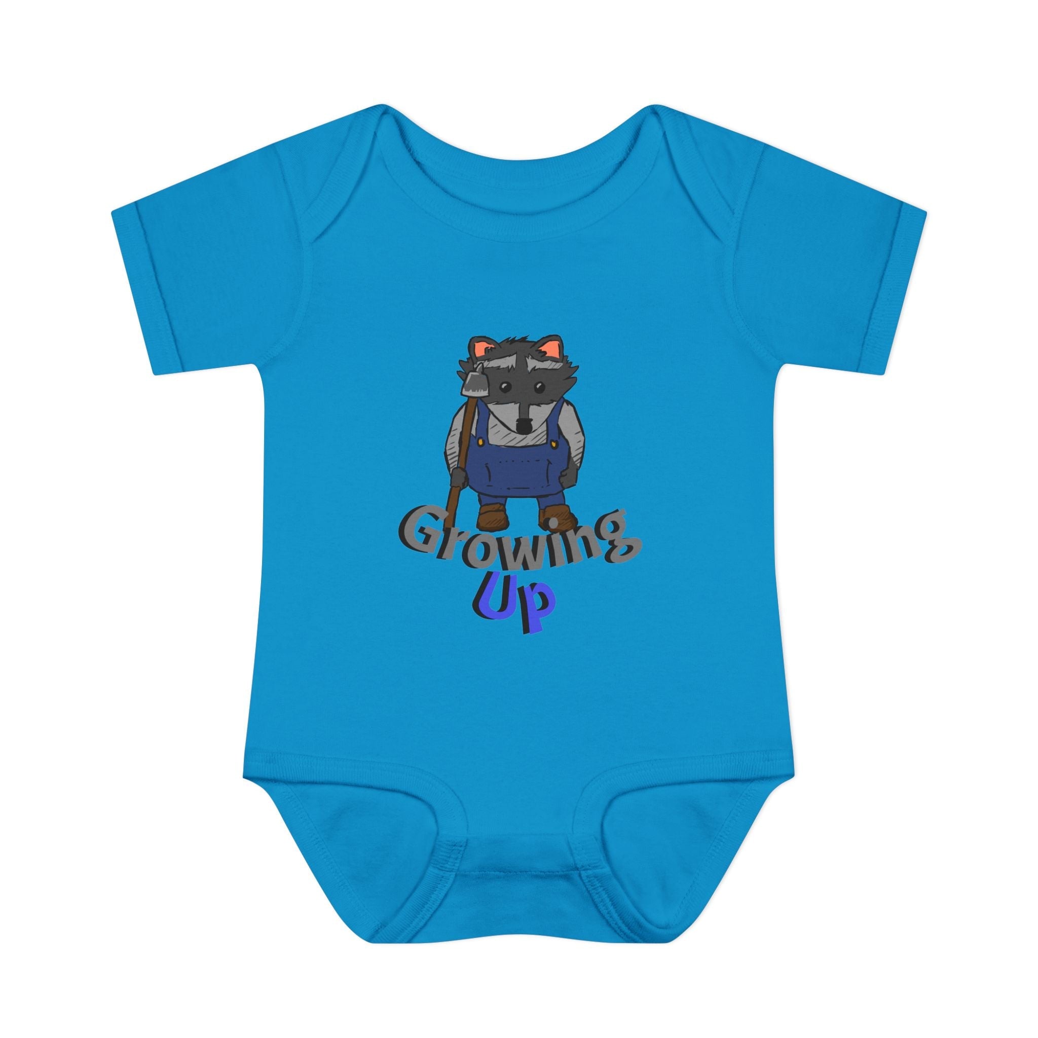 Raccoon Cartoon 'Growing Up' Infant Bodysuit | Baby Onesie