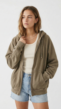 Mojave Oversized Zip Hoodie - Moss