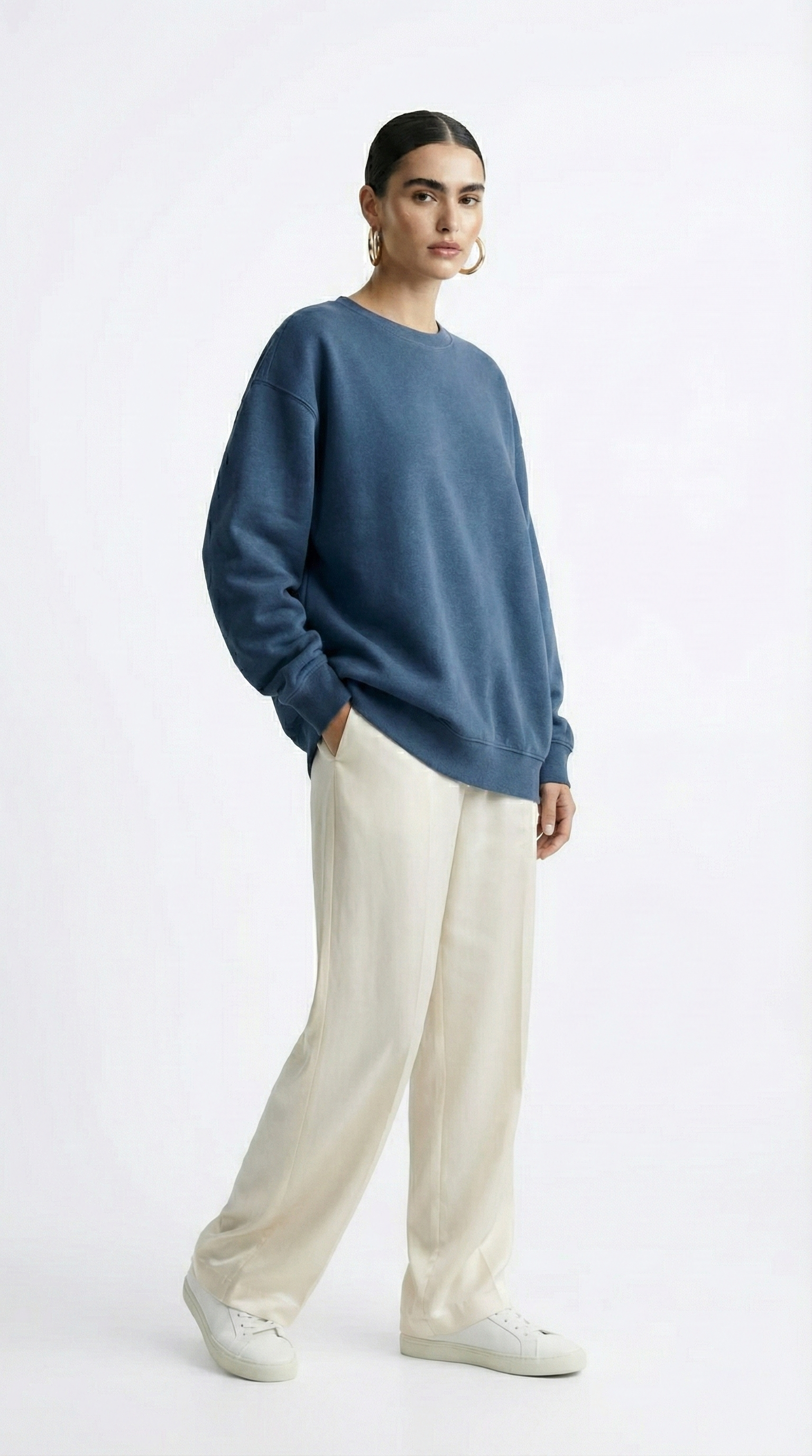 Women's Oversized Cotton-Blend Crewneck Sweatshirt