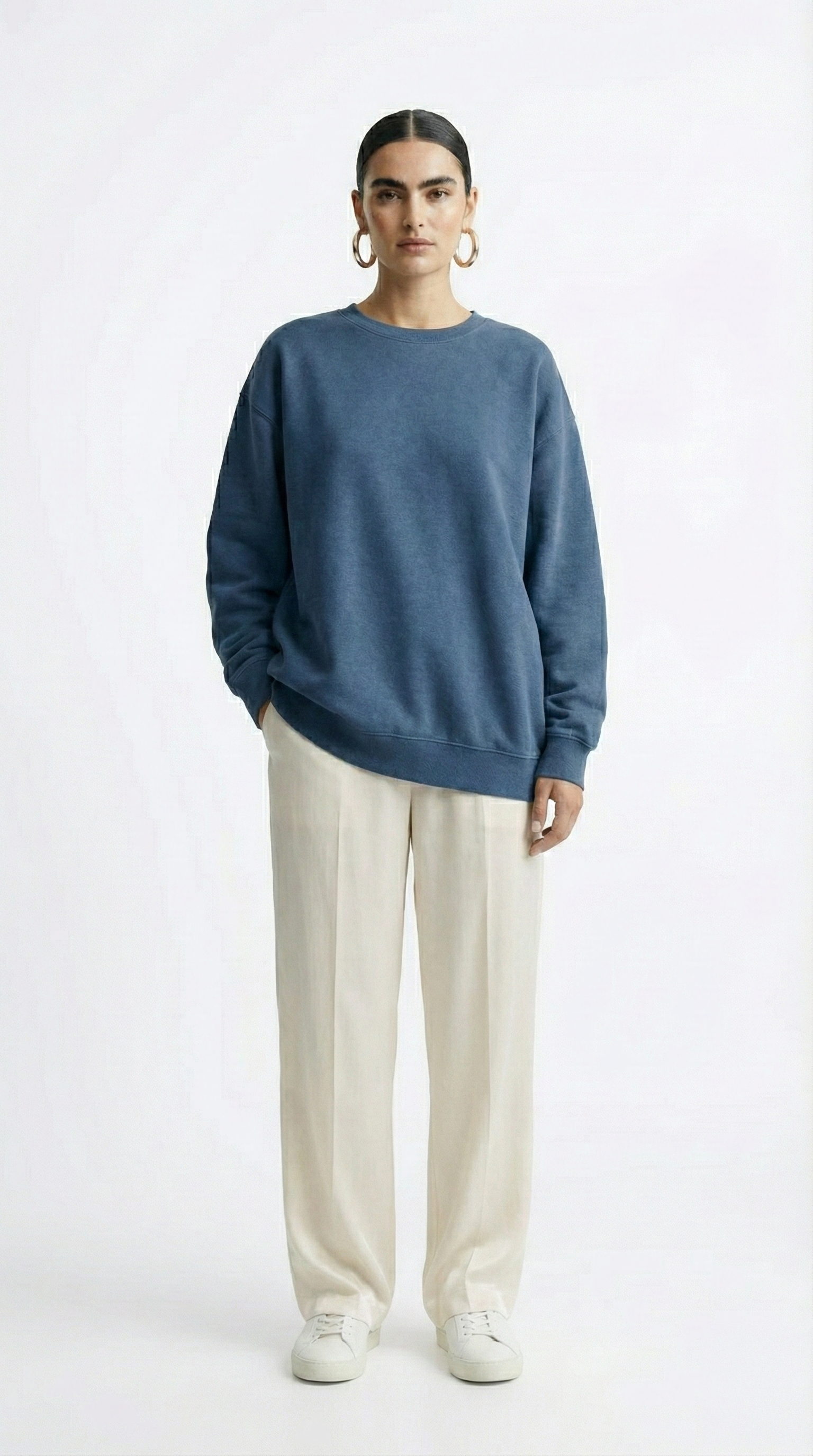 Women's Oversized Cotton-Blend Crewneck Sweatshirt