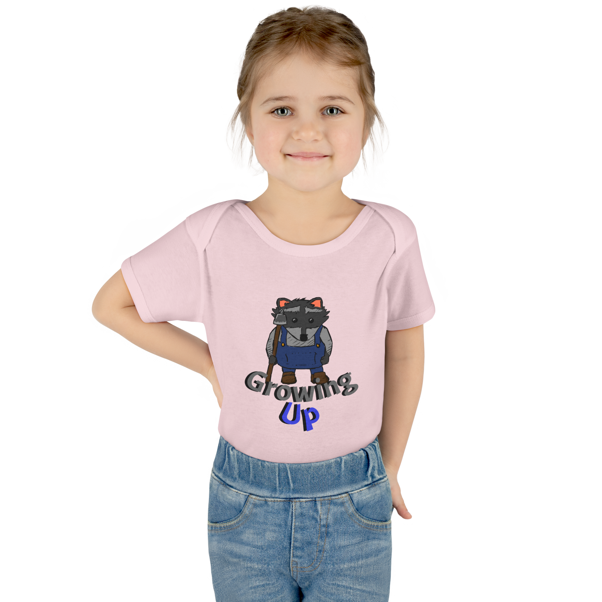 Raccoon Cartoon 'Growing Up' Infant Bodysuit | Baby Onesie