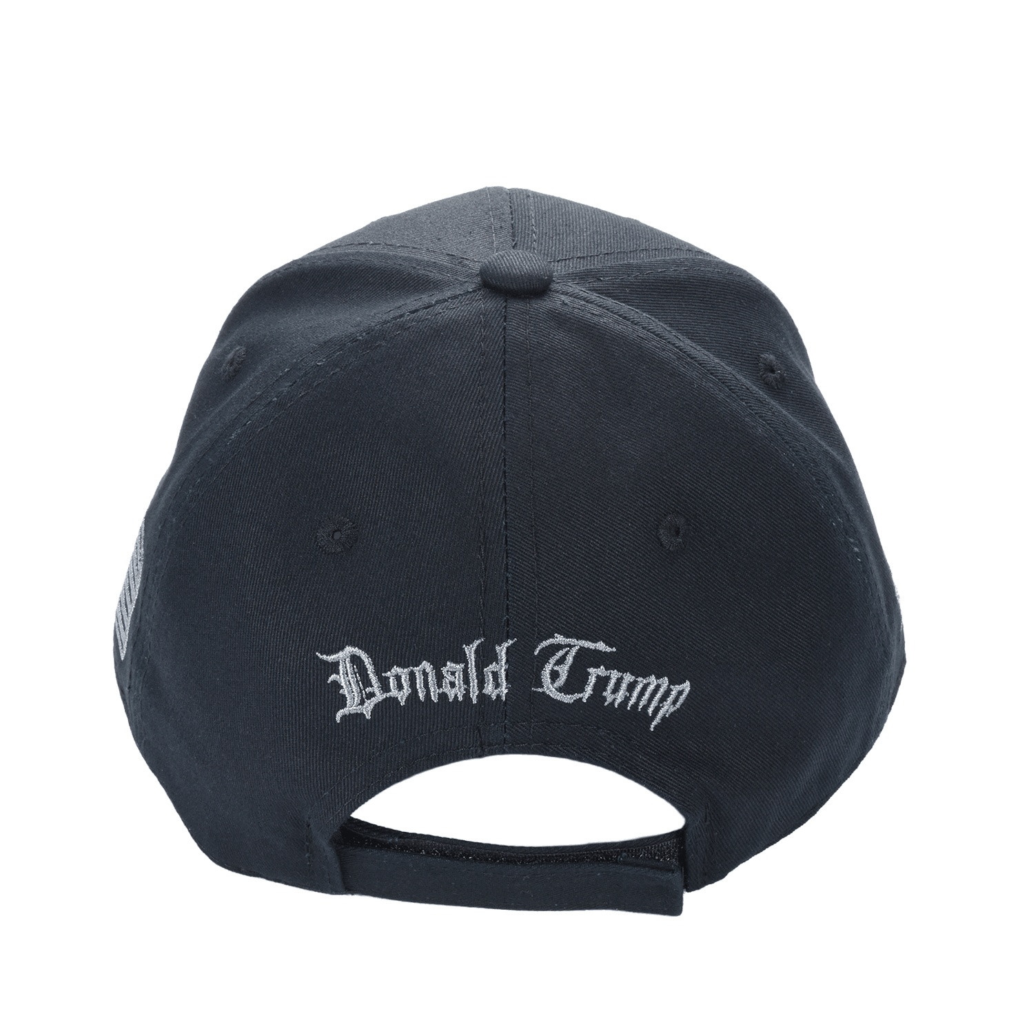 Gothic Dark MAGA Trump Cap – Black, Gothic Embroidery, Never Surrender Side, Flag & Trump Back