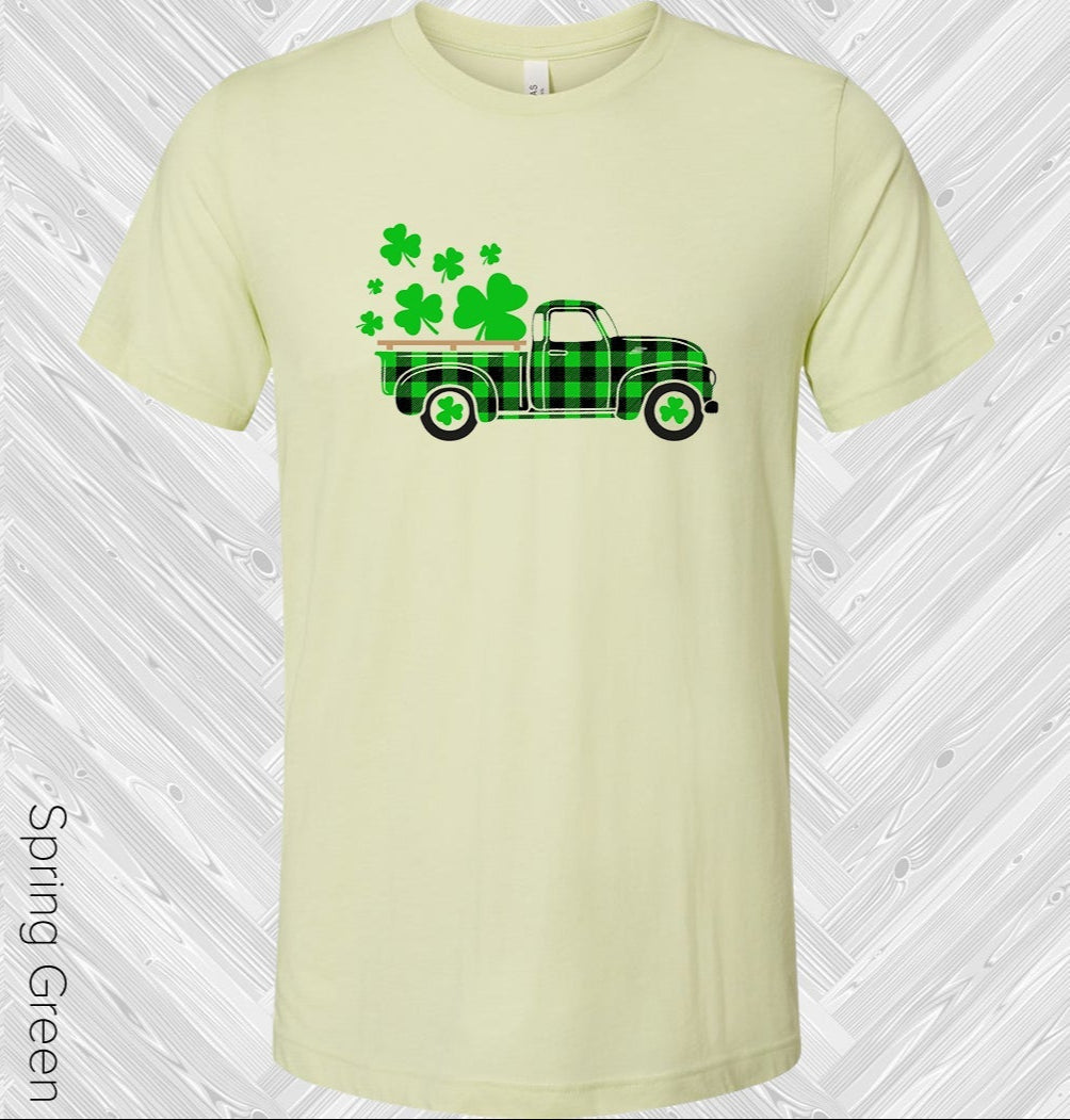 Green Buffalo Plaid Shamrock Truck St. Patrick's Day Graphic Tee