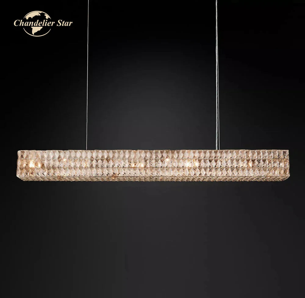 DecorBites™ Crystal LED Linear Chandelier for Kitchen Island Dining Room