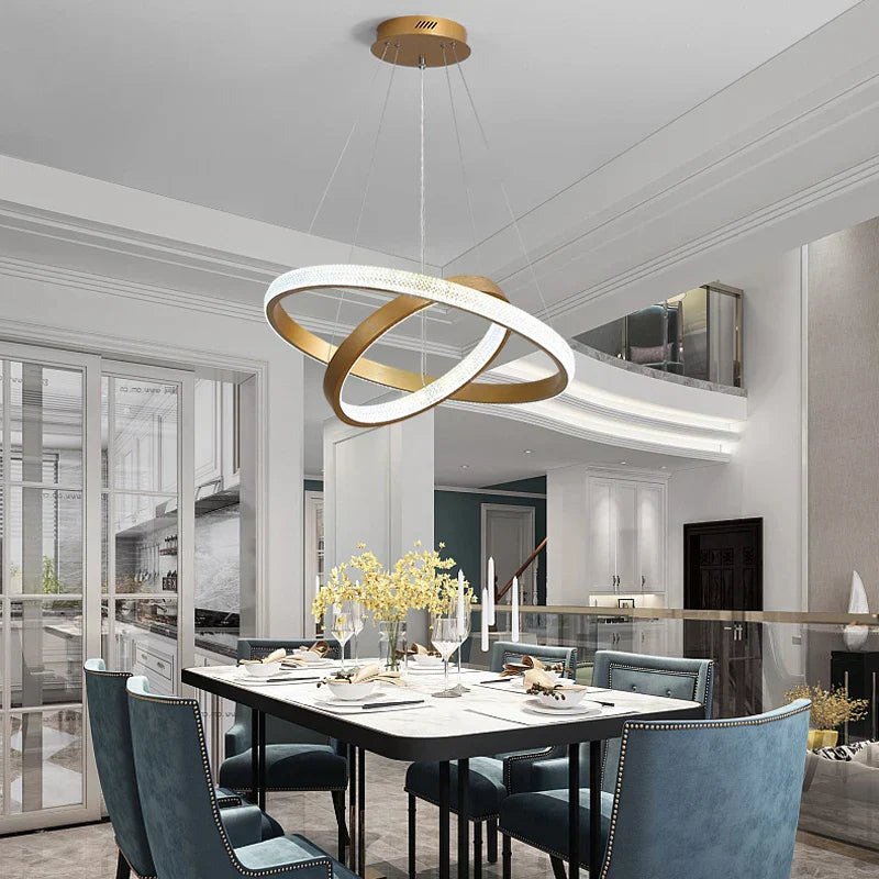 DecorBites™ Gold Circle Chandelier Creative LED Lighting Modern Indoor Fixtures