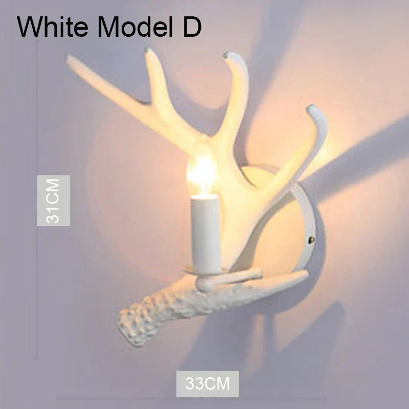 DecorBites™ Deer Horn Resin Wall Lamp with Warm White LED Light