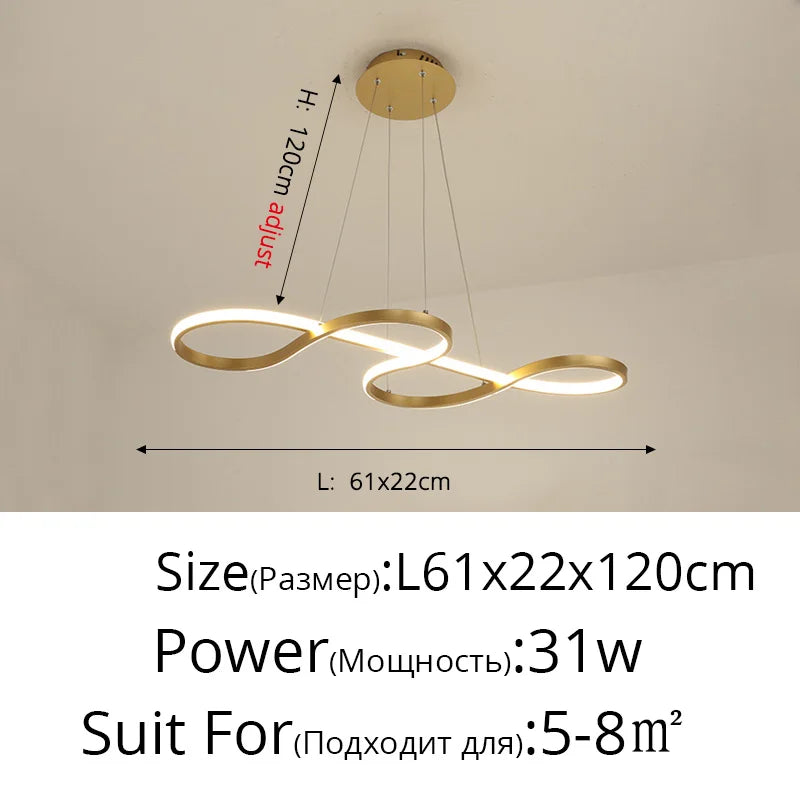 DecorBites™ Gold LED Pendant Light Kitchen Dinning Room Music Lamp Shade, Lustres Luminaire Fixtures
