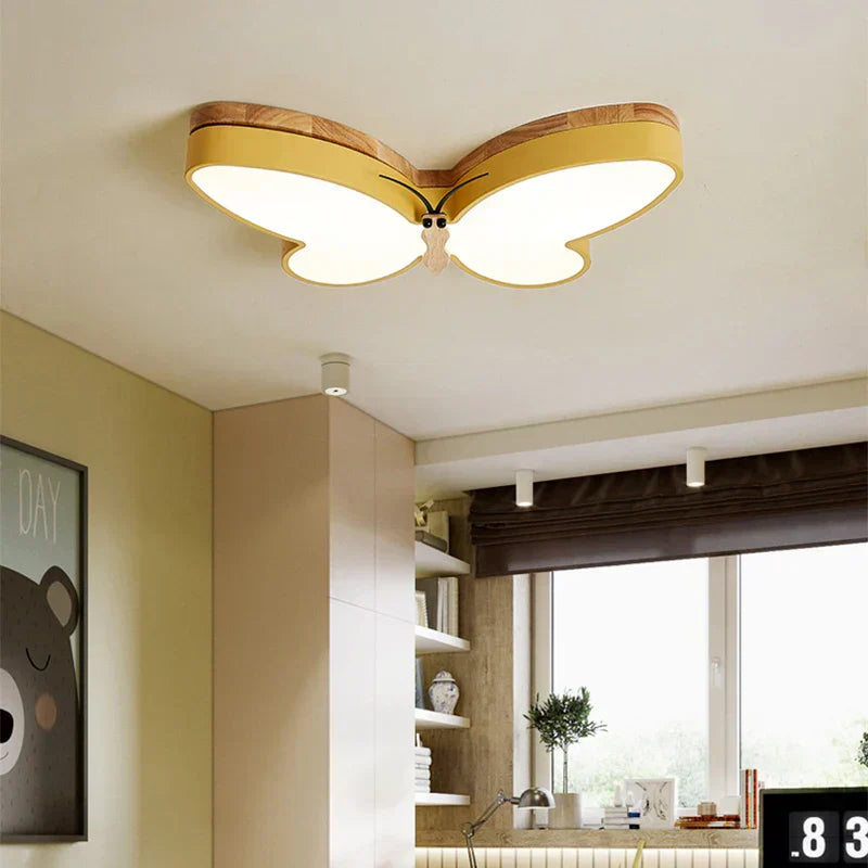 DecorBites™ LED Butterfly Chandelier Modern Wood Ceiling Light for Kids Room