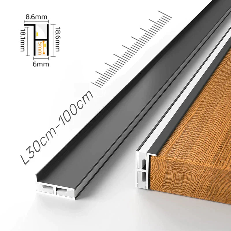 DecorBites™ LED Cabinet Layer Lamp: Ultra-Thin Aluminum Profiles, Up Down Backlight, 18mm Board.