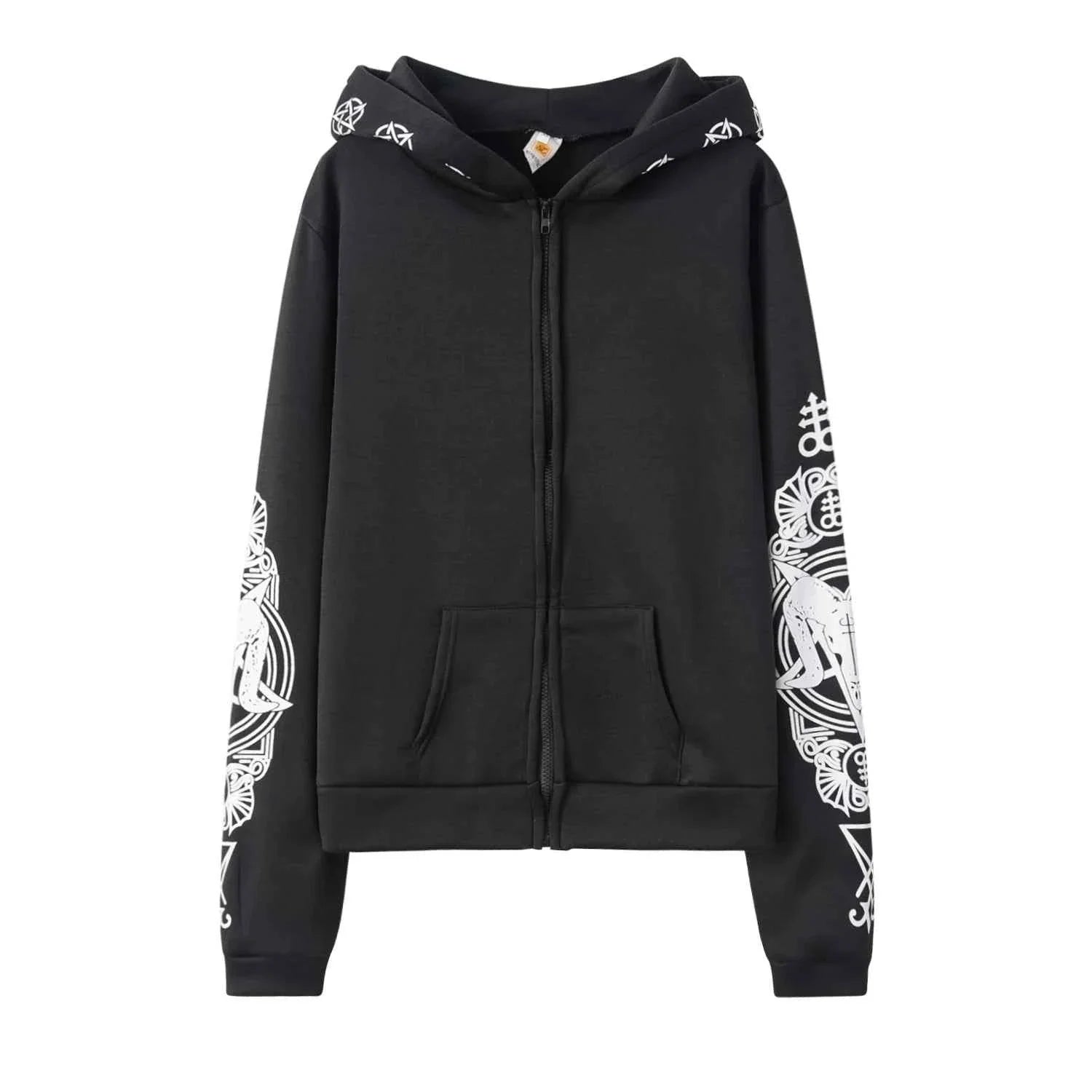 Irregular Black Punk Sweatshirt | Sheep Head Moon Print | MUNSIEUR