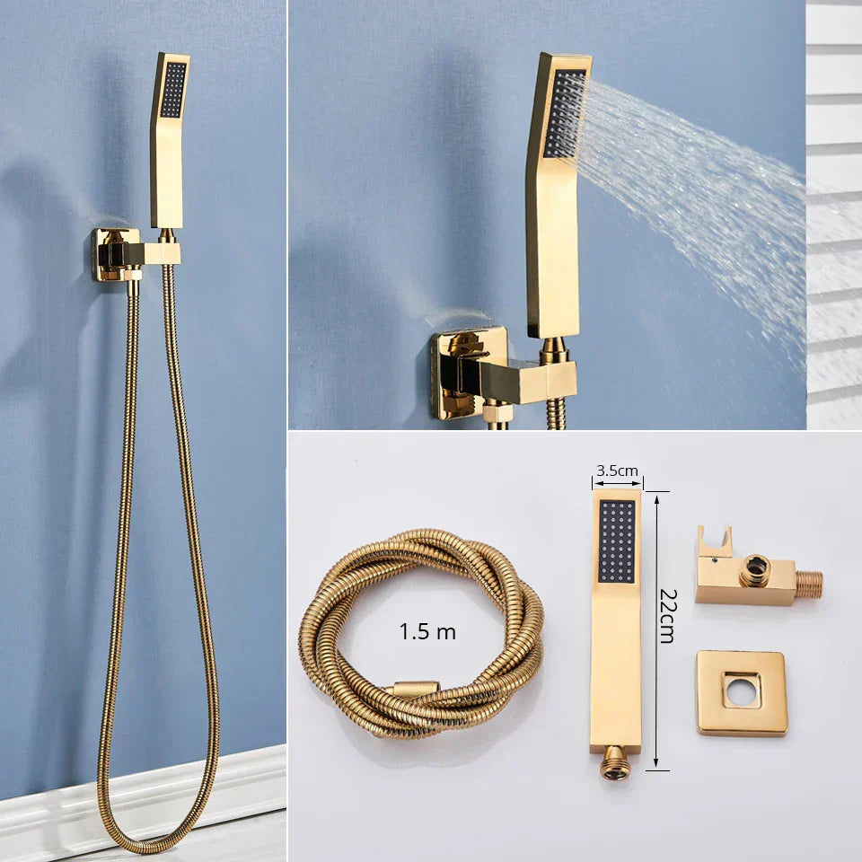 DecorBites™ Gold Rainfall Shower Head Massage System Wall Mounted Bath Mixer Tap