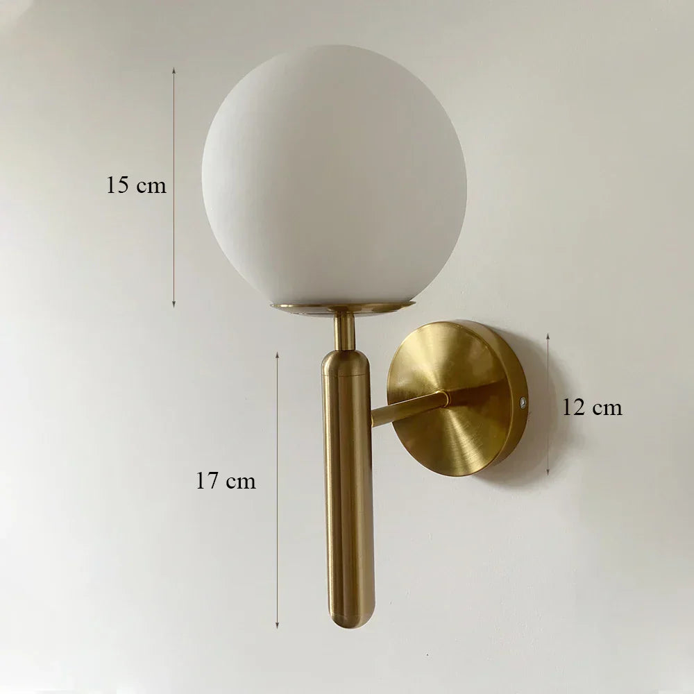 DecorBites™ Iron Wall Lamp with Glass Ball, Elegant Sconce Light for Home Stairs and Reading