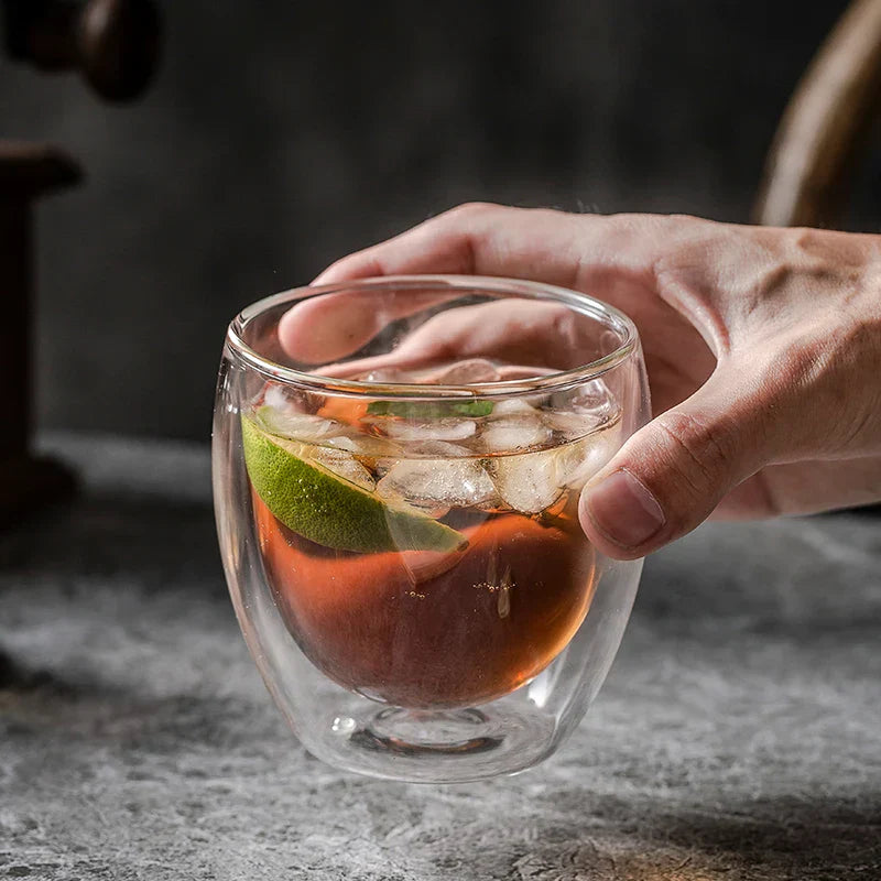 DecorBites™ Double-Walled Transparent Glass Cup - Versatile Drinkware for Any Occasion