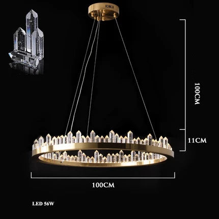DecorBites™ Golden Crystal LED Chandelier for Modern Dining Room