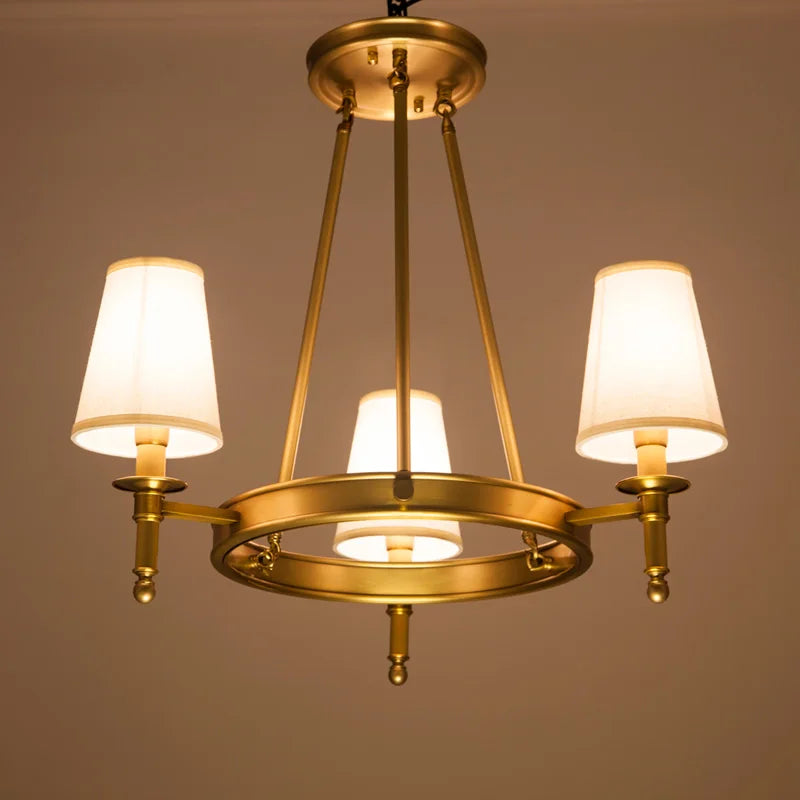 DecorBites™ Country Fabric Chandelier: Wrought Iron Bedroom Kitchen Living Room Ceiling Light