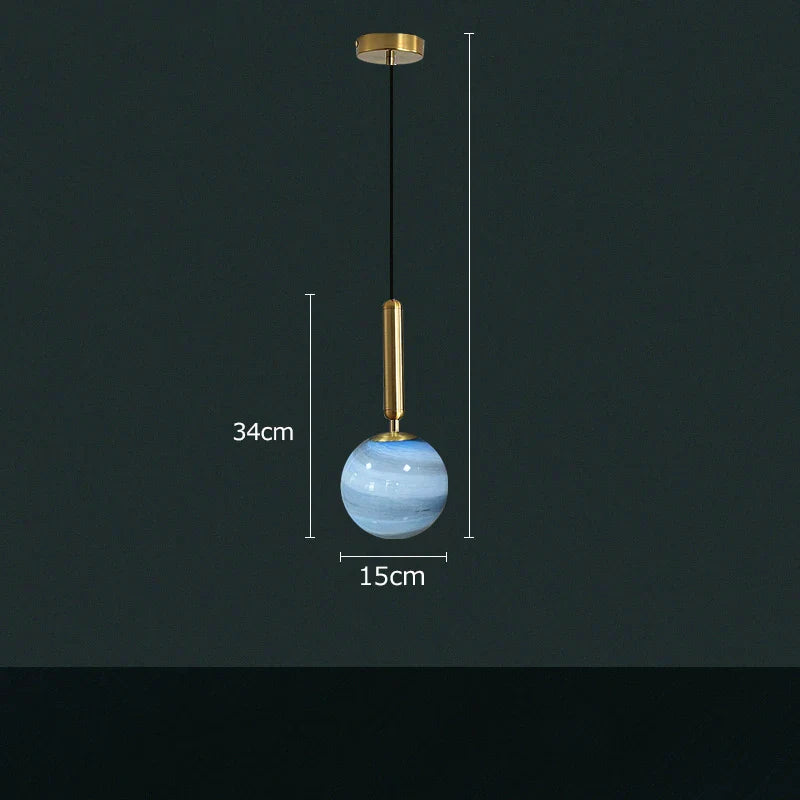 DecorBites™ Glass Planet Pendant Light: Modern LED Nordic Hanging Lamp for Living Bedroom Susp...