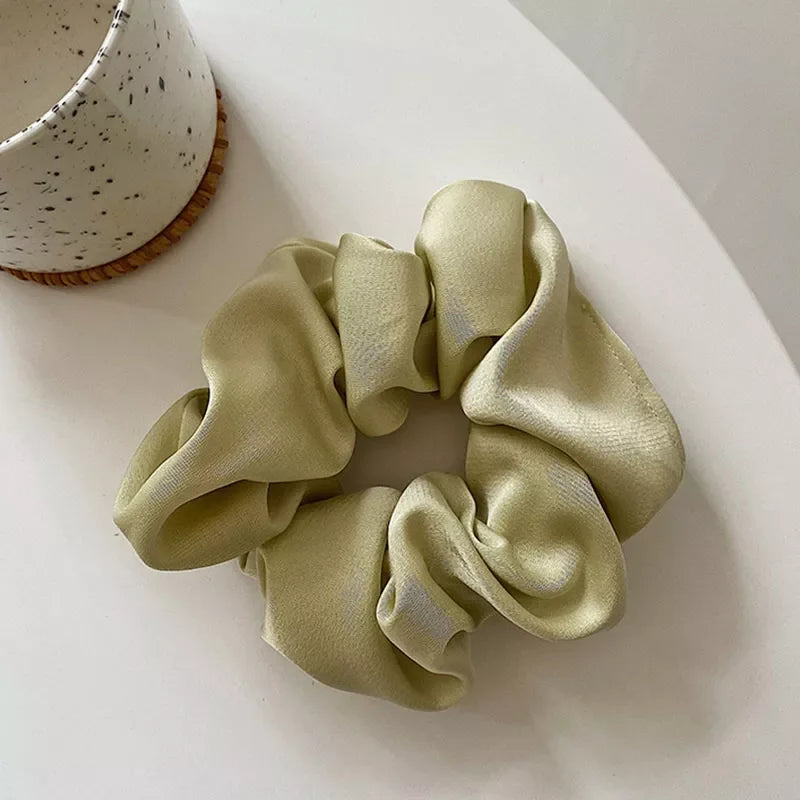 Women Silk Scrunchie Elastic Handmade Multicolor Hair Band Ponytail Holder Headband Hair Accessories 1PC Satin Silk Solid Color
