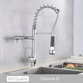 DecorBites™ Black Brass Kitchen Faucet with Dual Spout, 360 Rotation, Deck Mounted
