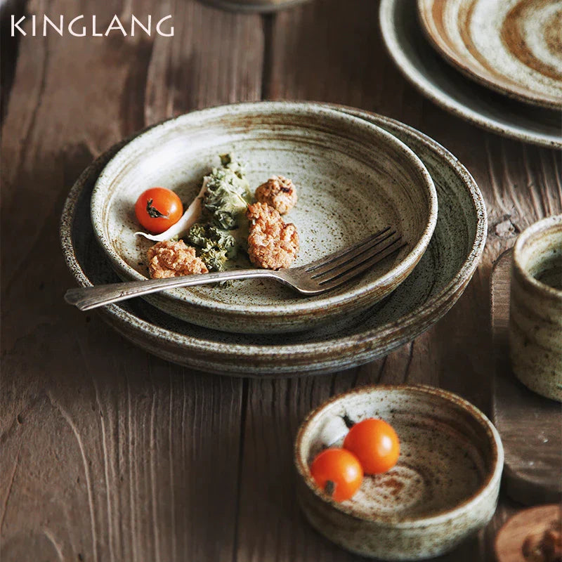 DecorBites™ Japanese Style Ceramic Rice Bowl Round Dish - Swallow Design