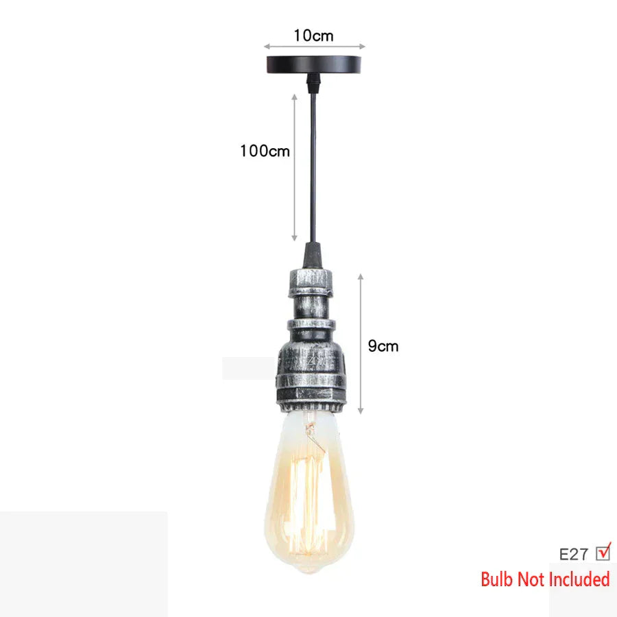 DecorBites™ Iron Pipe Pendant Lights Holder Retro Loft Indoor Ceiling Hanging Lamp