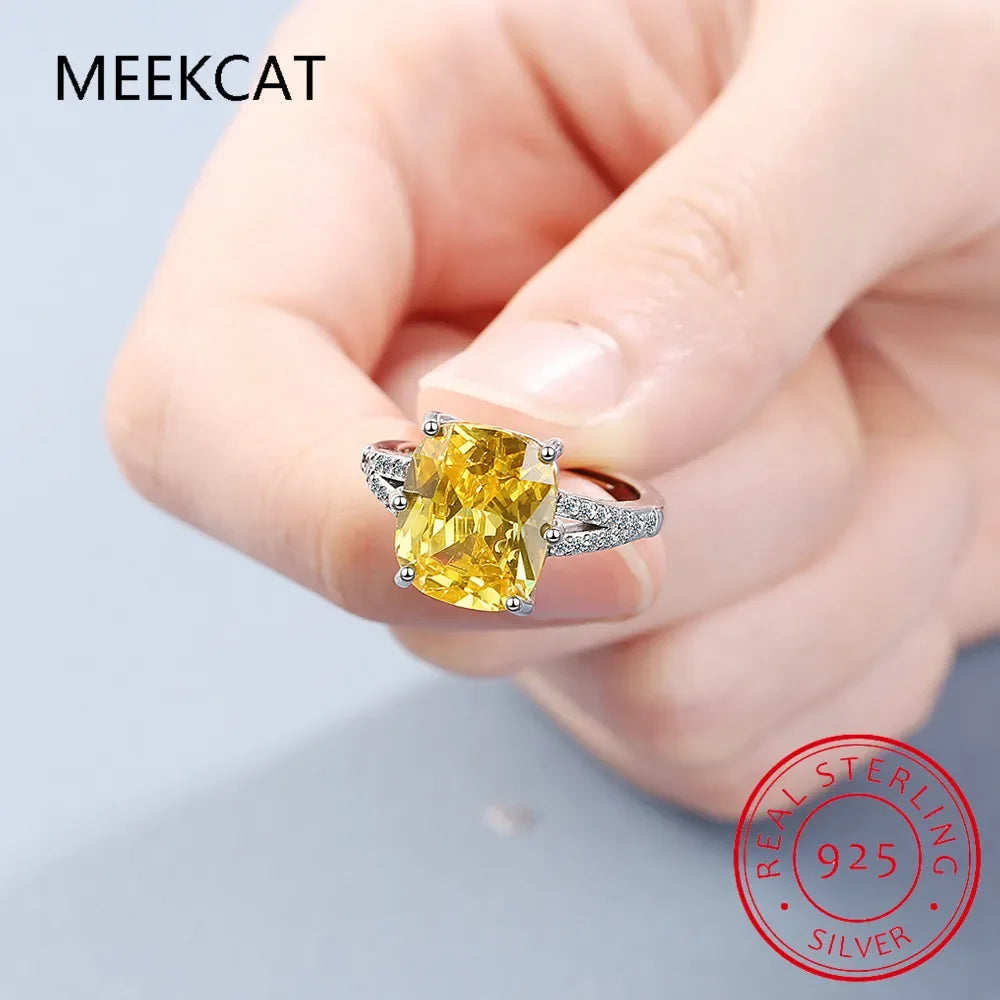 925 Sterling Silver Moissanite Citrine Engagement Ring
