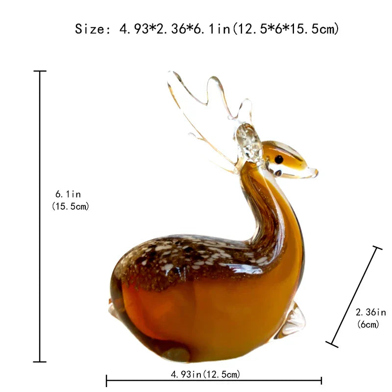 DecorBites™ Hand Blown Glass Sika Deer Figurine - Cute Home Decor or Gift