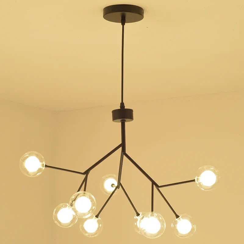 DecorBites™ Heracleum Firefly Glass Ball Chandelier: Gold Luxury Lighting for Dining Kitchen Staircase