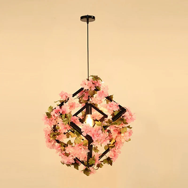 DecorBites™ Green Plants Cherry Blossoms Chandelier, Elegant Pendant Lamp for Bar and Restaurant