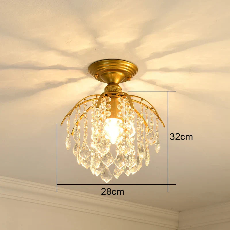 DecorBites™ Gold Crystal Round Ceiling Chandelier for Living Room LED Light Fixtures