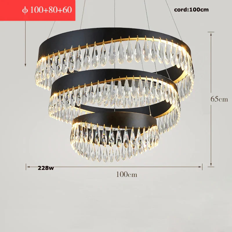 DecorBites™ Crystal Stainless Steel LED Chandelier for Foyer