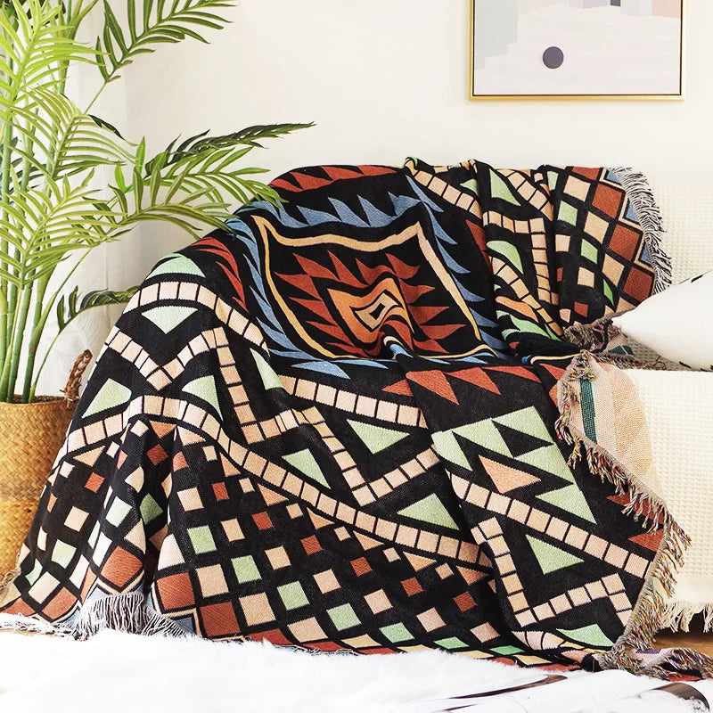 DecorBites™ Knitted Nordic Plaid Blanket - Cozy Home Decor and Sofa Cover