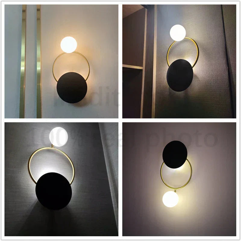 DecorBites™ Golden Ring Wall Sconce: Nordic Bedroom Lighting Fixture for Modern Living Room Decor