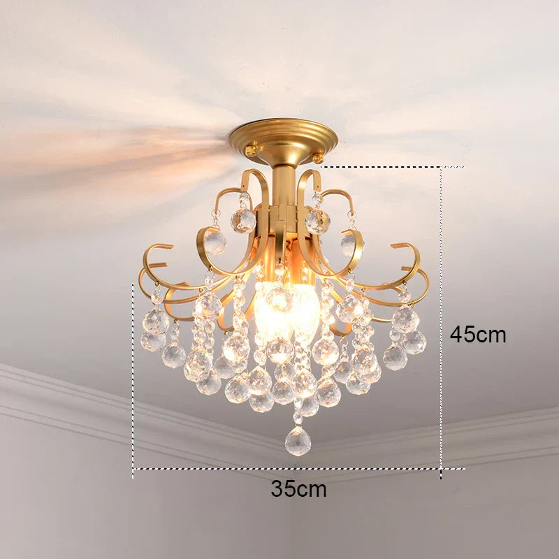 DecorBites™ Gold Crystal Round Ceiling Chandelier for Living Room LED Light Fixtures