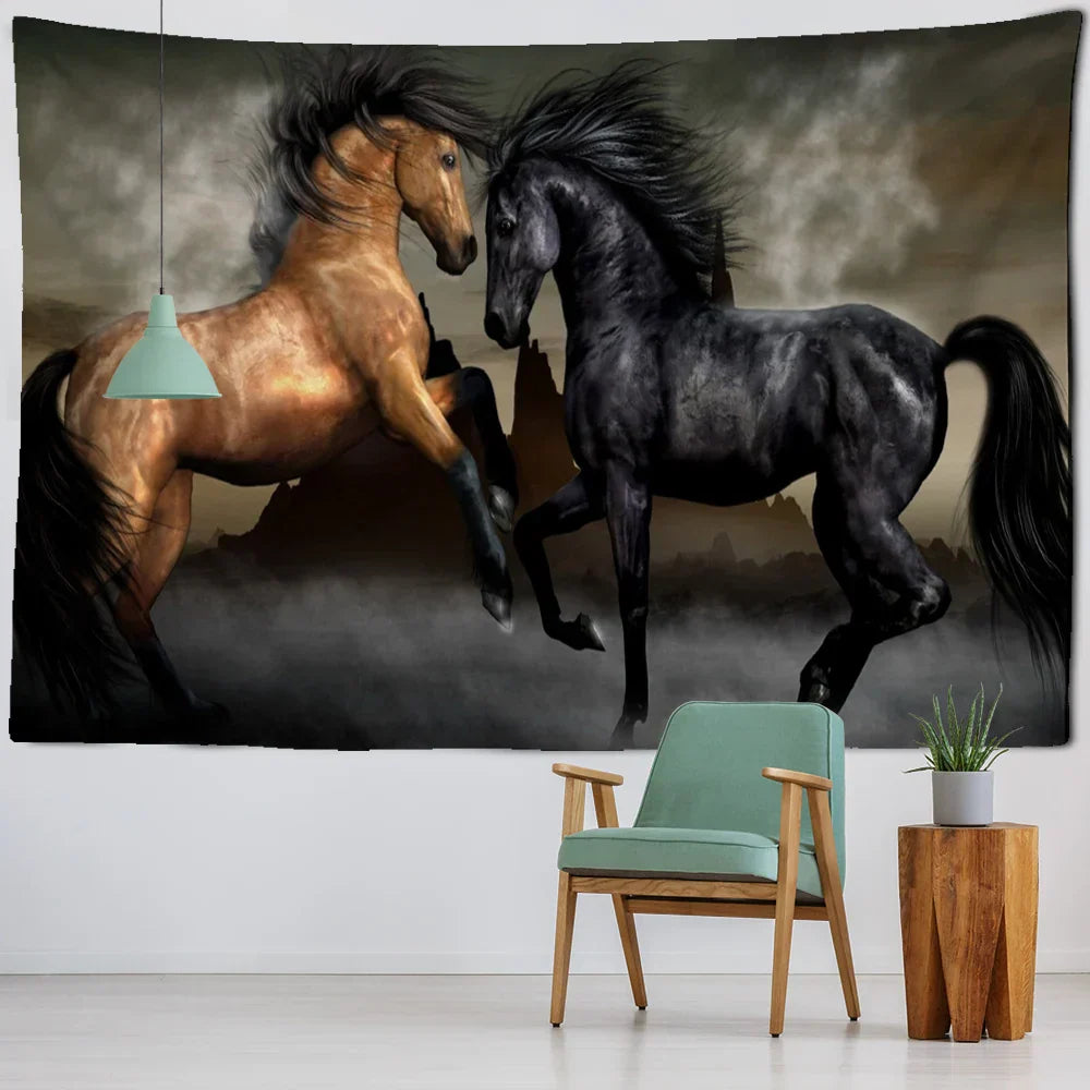 DecorBites™ Galloping Horse Tapestry Wall Hanging Psychedelic Bohemian Hippie Carpet Art