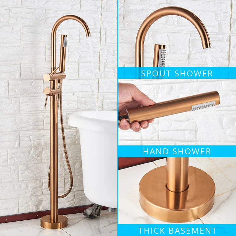 DecorBites™ Black Dual Handle Freestanding Bathtub Faucet Set Floor Standing Bath Mixer Tap