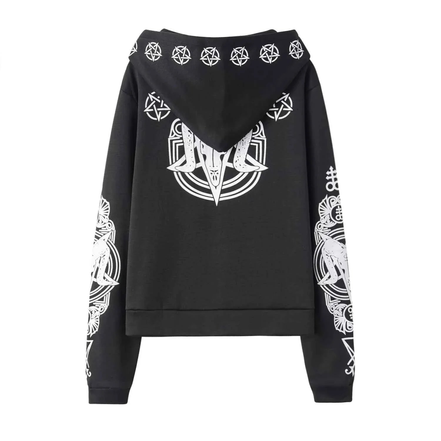 Irregular Black Punk Sweatshirt | Sheep Head Moon Print | MUNSIEUR